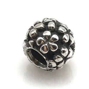 Pandora Sterling Silver Oxidized Flowers Floral Ball Bead Charm